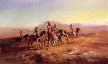サン・リバー戦争パーティー 1903 チャールズ・マリオン・ラッセル アメリカ・インディアン Oil Paintings